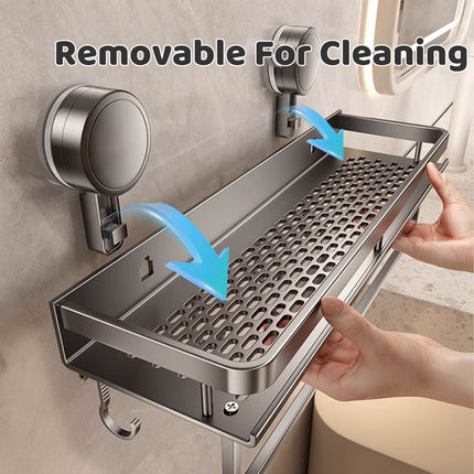 Suction Cup Rack Space Aluminum For Bathroom Washstand Toilet Hole Free Storage