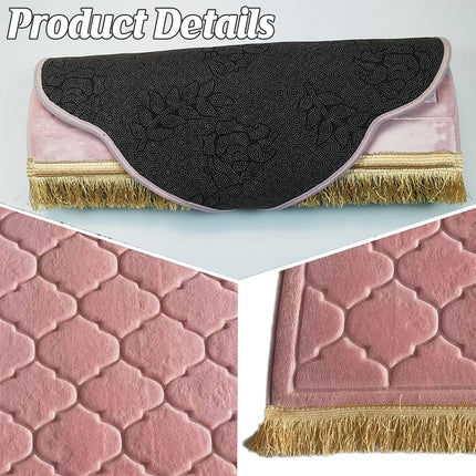 Prayer Mat Islamic Muslim Ramadan Non-slip Flannel Worship Paded Carpet Soft Rug
