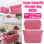 Checkerboard Makeup Bag Large Capacity Knitted Storage Bag Portable Toiletry