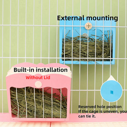 Rabbit Guinea Pig Hay Feeder Rack Internal External Fixed Grass Feeding Basin
