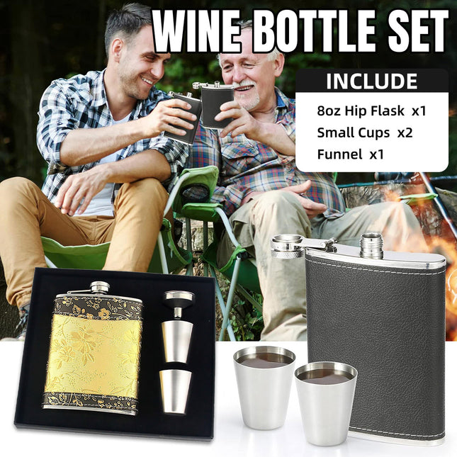 8oz Stainless Steel Wine Flask Portable Flat Metal Outdoor Bottle Gift Set Use