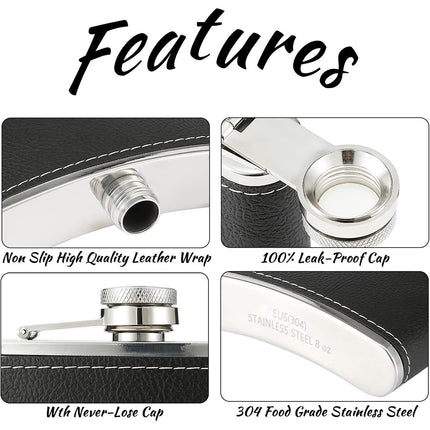 8oz Stainless Steel Wine Flask Portable Flat Metal Outdoor Bottle Gift Set Use