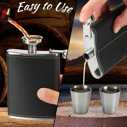 8oz Stainless Steel Wine Flask Portable Flat Metal Outdoor Bottle Gift Set Use