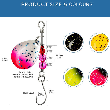 2.2g Spinner Baits Fishing Lures Kit for Trout Bass Freshwater Fishing Tackle