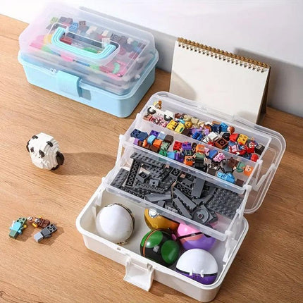 Translucent Three Layer Toolbox Multifunctional Folding Storage Box Organizer