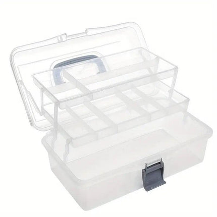 Translucent Three Layer Toolbox Multifunctional Folding Storage Box Organizer
