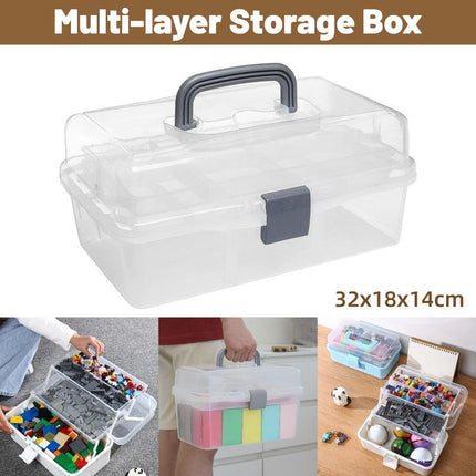 Translucent Three Layer Toolbox Multifunctional Folding Storage Box Organizer