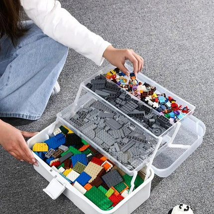 Translucent Three Layer Toolbox Multifunctional Folding Storage Box Organizer