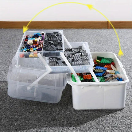 Translucent Three Layer Toolbox Multifunctional Folding Storage Box Organizer