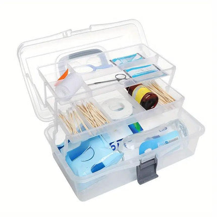 Translucent Three Layer Toolbox Multifunctional Folding Storage Box Organizer