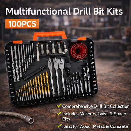 100Pcs MultiFunctional Drill Bit Set Woodworking Carpenter Tools For DIY Use