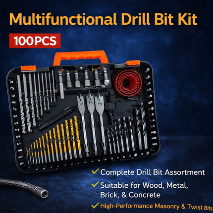 100Pcs MultiFunctional Drill Bit Set Woodworking Carpenter Tools For DIY Use