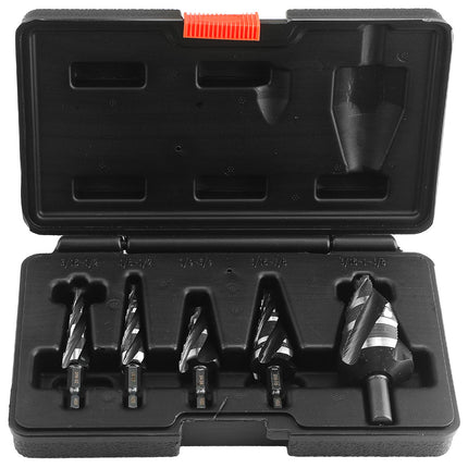 5Pcs HSS Step Drill Bit Set One-Piece Shank Multi Size For Metal Wood Plastic