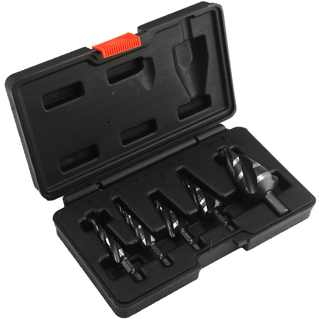 5Pcs HSS Step Drill Bit Set One-Piece Shank Multi Size For Metal Wood Plastic