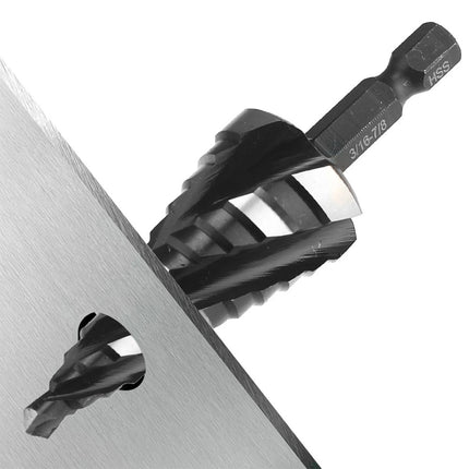 5Pcs HSS Step Drill Bit Set One-Piece Shank Multi Size For Metal Wood Plastic
