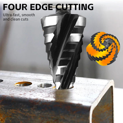 5Pcs HSS Step Drill Bit Set One-Piece Shank Multi Size For Metal Wood Plastic
