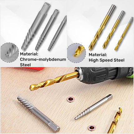15Pcs Multi Function Drill Bit Stripped Screw Extractor Bolt Screw Remover Set