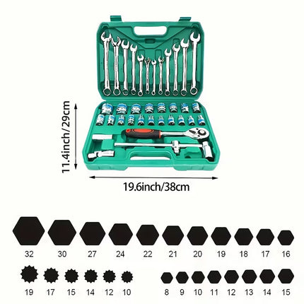 37Pcs Car Repair Wrench Socket Tool Set Automotive Garage Professional Mechanic