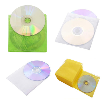100X Premium Color Mixing CD DVD Double Sided Plastic Sleeves Holds 2 discs Storage Bag