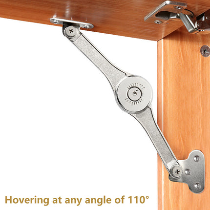 2 PCS Folding Lid Lift Up Stay Support Buffer Stop Hinge Silver With Soft-Close