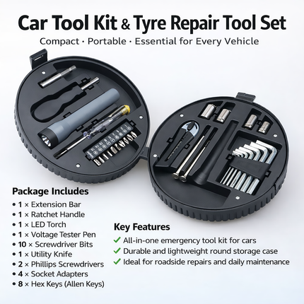 29 Piece Tire Shape Tool Set Household Hardware Kit Creative Gift Car Man Tools
