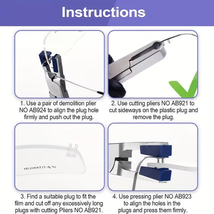 Rimless Glasses Repair Tool Pliers Set Double Rubber Plug Eyeglass Accessories