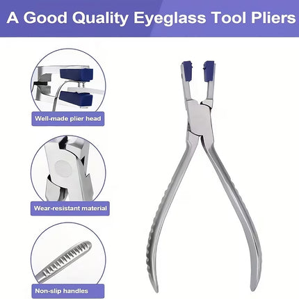 Rimless Glasses Repair Tool Pliers Set Double Rubber Plug Eyeglass Accessories