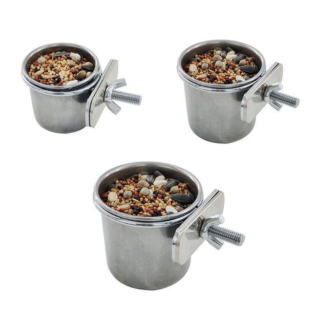 2X 4/5/6Cm Parrot Pet Stainless Steel Food Water Bowl Bird Feeder Crate Cage Aimall