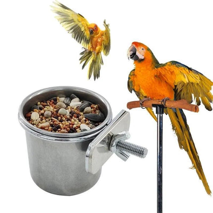 2X 4/5/6Cm Parrot Pet Stainless Steel Food Water Bowl Bird Feeder Crate Cage Aimall