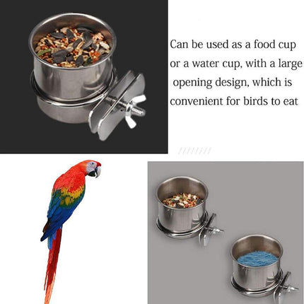 2X 4/5/6Cm Parrot Pet Stainless Steel Food Water Bowl Bird Feeder Crate Cage Aimall