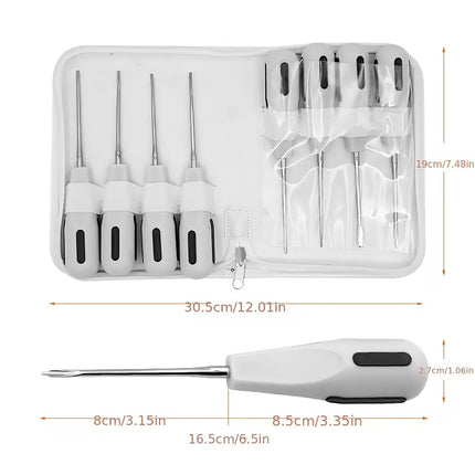 8Pcs/Set Dental Elevator Instrument Set Stainless Steel Luxating Kit With Handle