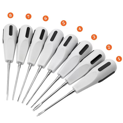8Pcs/Set Dental Elevator Instrument Set Stainless Steel Luxating Kit With Handle