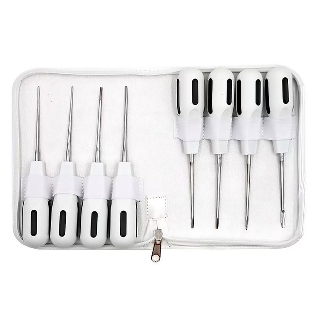 8Pcs/Set Dental Elevator Instrument Set Stainless Steel Luxating Kit With Handle