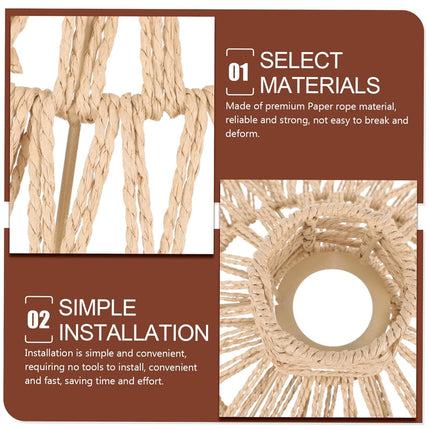 Natural Paper Rope Woven Lampshade 30x21cm Rattan Style Pendant Light Shade