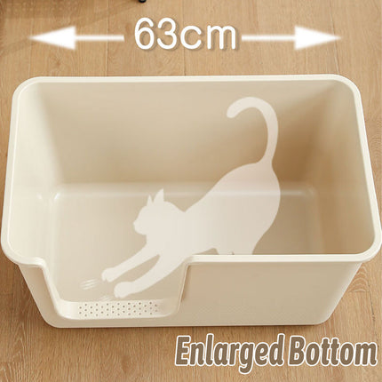 Cat Litter Box Large Semi Milk Coffee Colour Toilet High Sided Odour Control