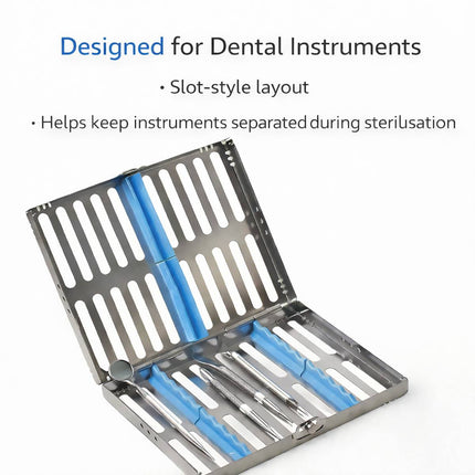 10 Piece Stainless Steel Dental Sterilizer Tool Case For Dentist Autoclave Use