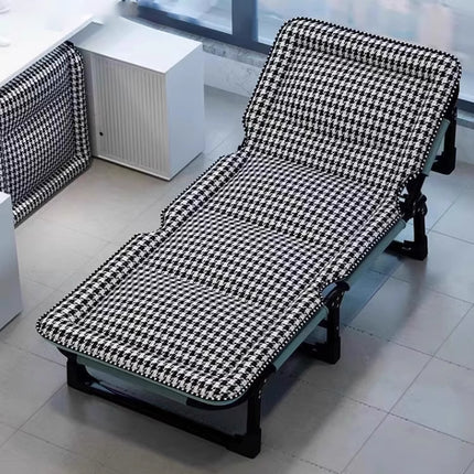 Portable Folding Bed with Adjustable Backrest and Houndstooth Fabric 190x75cm