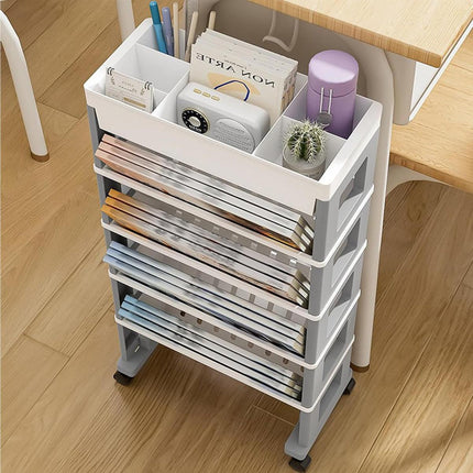 Trolley Deskside Book Storage Bookshelf Removable Floor Shelf for Home Office