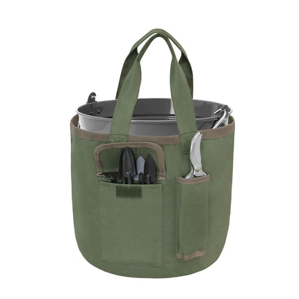 Waterproof Green Canvas Tool Storage Bag Portable Garden Bucket Organizer Use