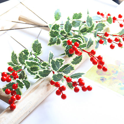 12PCS Artificial 7-Fork Red Berry Decorative Flowers for Christmas Home Party