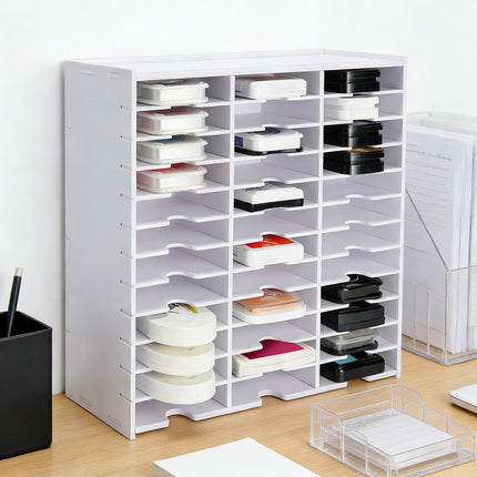 36 Compartment Storage Rack Desktop Organiser CD Stamp Ink Pad 33 x 8.4 x 33cm