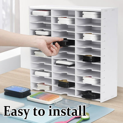36 Compartment Storage Rack Desktop Organiser CD Stamp Ink Pad 33 x 8.4 x 33cm