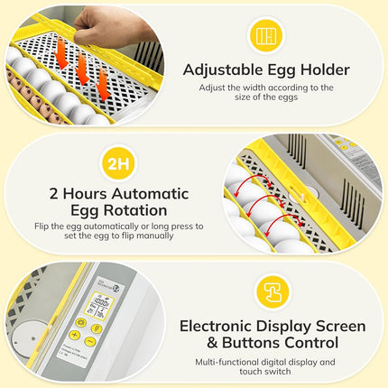 Egg Incubator Auto Temperature Control 36 Eggs Large Capacity Breeding Machine