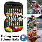 16 PCS Fishing Lure Metal Spinner Bait Bass Tackle Crankbait Spoon Trout Bass