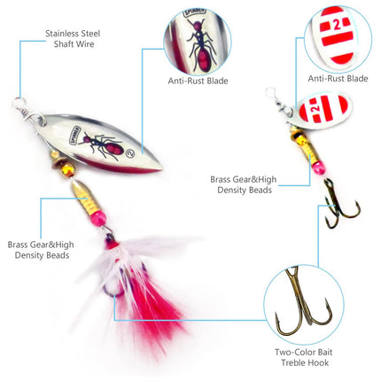 16 PCS Fishing Lure Metal Spinner Bait Bass Tackle Crankbait Spoon Trout Bass