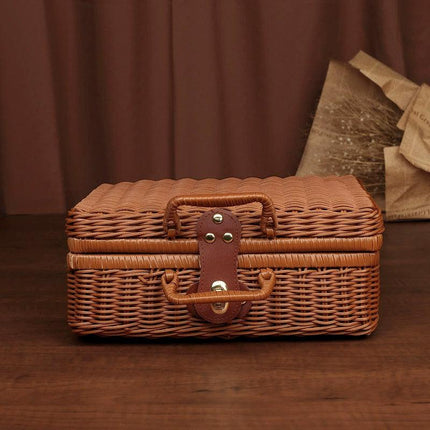 Rattan Organizer Woven Suitcase Storage Boxes for Home Office Organization
