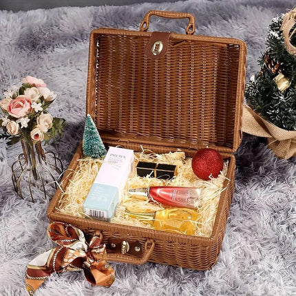 Rattan Organizer Woven Suitcase Storage Boxes for Home Office Organization