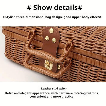 Rattan Organizer Woven Suitcase Storage Boxes for Home Office Organization