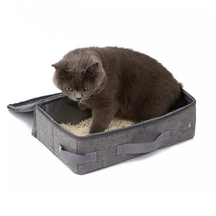 Foldable Cat Litter Box Portable Travel Toilet for Outdoor with Zipper Closure