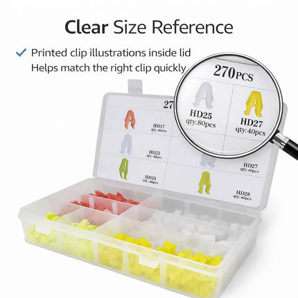 270Pcs U-Clip Car Panel Clips Auto Body Fasteners Boxed Set For Vehicle Trim